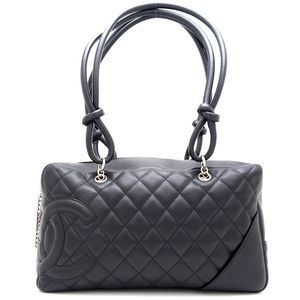 Chanel Bowling Bag Handbag Cambon Line Leather Black